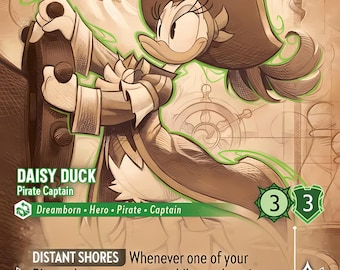 Conjunto 6 Encantado – Margarida Capitã Pirata – Acabamento Metalizado – Alta Qualidade – Carta Proxy Lorcana