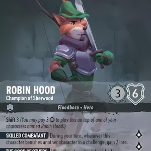 Disney Lorcana (PADRÃO) Conjunto 3 Robin Hood Campeão de Sherwood Lorcana Encantada Proxy/Orca Foil