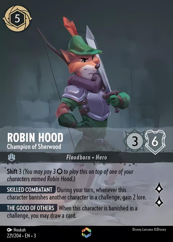 lorcana robin hood cards Robin Hood Disney Franchise for Lorcana TCG