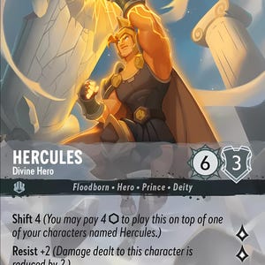 Disney Lorcana (ESTÁNDAR) Set 2 Hércules Héroe Divino Lorcana Enchanted Proxy/Orca Foil