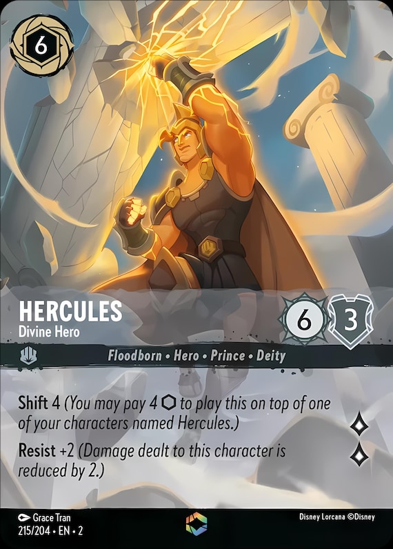 Set 2 Enchanted - Hercules Divine Hero  Rainbow Foil Finish  High Quality   Single Card  Lorcana Proxy Card - Etsy Canada