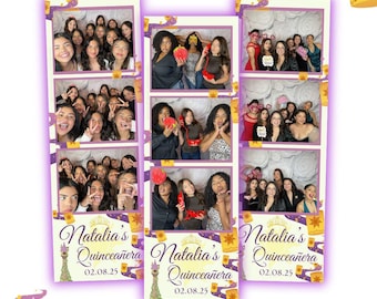 Tangled-Inspired Purple and Gold Quinceañera Photo Booth Template|Custom Magical Quince Design Template|Elegant Movie Inspired Photo overlay