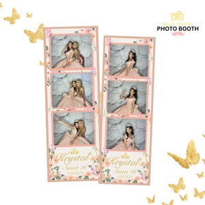 Butterfly Wedding Photobooth Template | 2x6 Photo Booth Design | Quince Photobooth Template | pink white butterfly photo template |