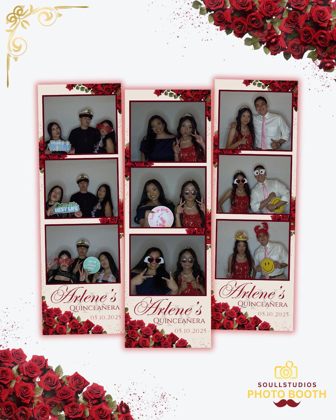 Red Roses Photo Shop Red Elegant Roses Photo Booth Template | Editable Sweet Quinceañera ...