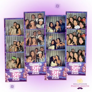 Disco Glam 21st Birthday Photo Booth Template - Purple&Pink Sparkle Party Photo Booth Template Design| Galaxy Inspired Photo Booth Strip