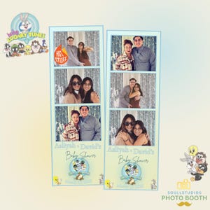 Baby Looney Tunes-Inspired Photo Booth Template|Custom Pastel Themed Party Photo Strip Design|Baby Shower Photo Frame | Instant Download
