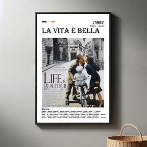 Poster del film La vita è bella / Stampa su tela di alta qualità / Poster minimalista del film / Arti decorative per stanze moderne / Regalo cinematografico popolare