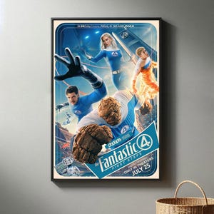 De filmposter Fantastic Four First Steps | Canvasposter van hoge kwaliteit | Moderne kamer decoratieve kunst | Populair filmcadeau