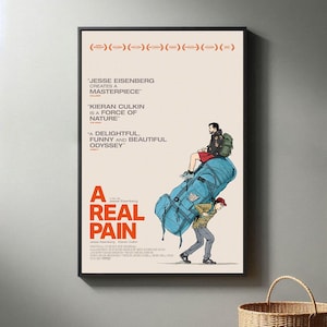 Póster de la película "Un verdadero dolor" / Impresión en lienzo de alta calidad | Póster de película de 2024 / Decoración moderna para habitaciones / Regalo de película popular