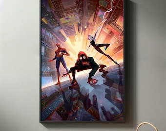 Spider-Man Into the Spider-Verse Movie Posters | High Quality Canvas Print I 2024 Movie Poster | Modern Room Decorative Arts