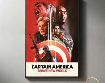 Captain America Brave New World-filmposters | Hoge kwaliteit canvasafdruk I 2024 filmposter | Moderne kamer decoratieve kunst