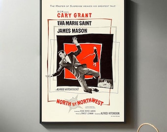 North by Northwest Movie Poster | High Quality Canvas Print I 2025 Movie Poster | Modern Room Decorative Arts | Popular Film Gift