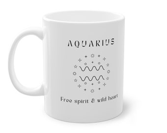 Taza del Zodíaco de Acuario, Taza de té de café de Astrología Acuario, Regalo divertido de Acuario, BFF, Meme, Regalo para ella, Regalo de cumpleaños de enero de febrero