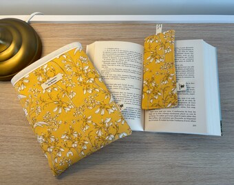 Set de lecture Hortense, Collection Fleur d'or, Housse de livre, Marque page