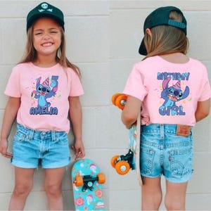 Custom Stitch Birthday Girl Shirt, Personalized Stitch Birthday Shirt, Stitch Birthday Girl Shirt, Cute Birthday Shirt, Toddler Bday Tee