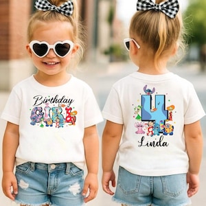 Custom Stitch Birthday Girl Shirt, Kid Stitch Birthday Shirt, Stitch Birthday Girl Shirt, Cute Birthday Shirt, Toddler Disney Character