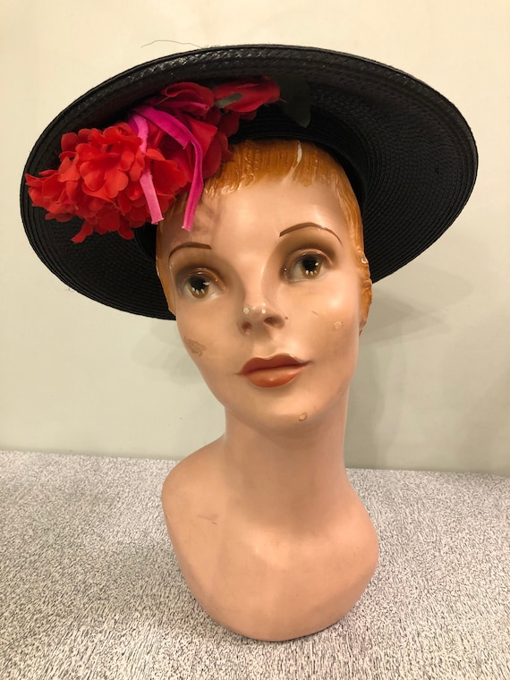 1950s/1960s Vintage Straw Saucer Hat, Millenary, F