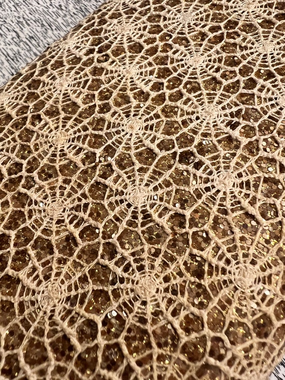 Glittery Gold 1950s/1960s Vintage Spiderweb Lace … - image 7