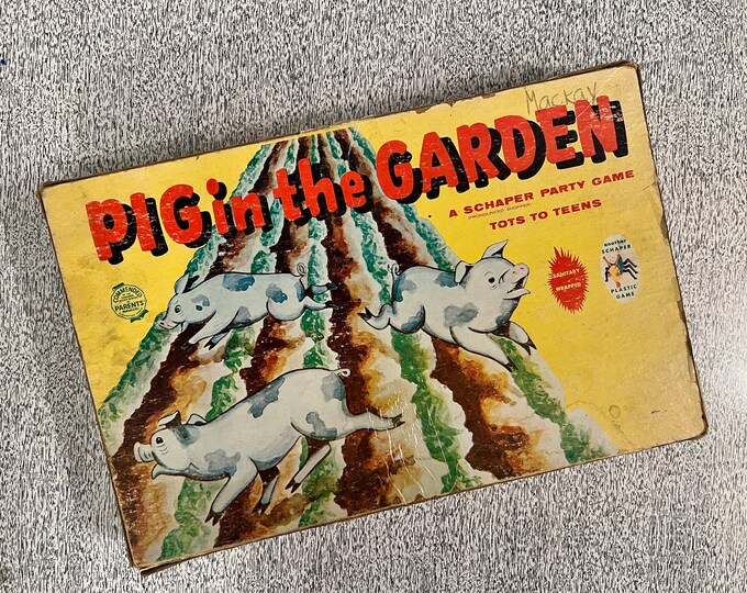 Vintage 1950s Pig in the Garden Board Game, Schapner, Original Box