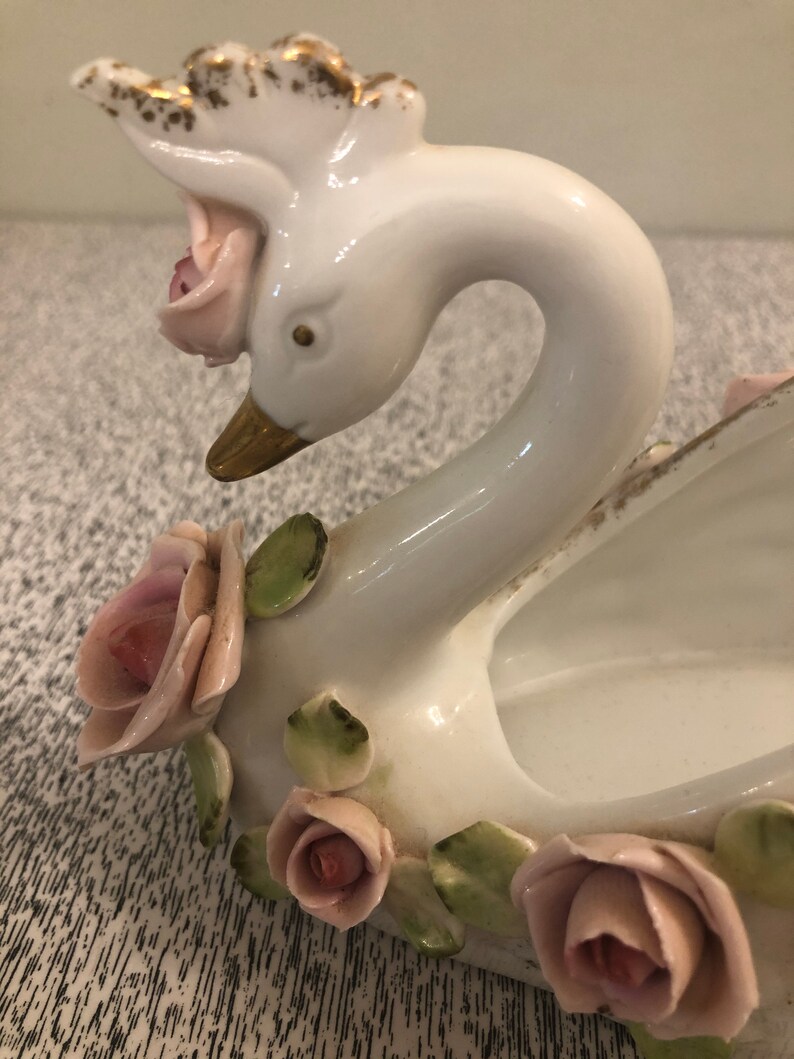 Vintage Lefton China Handpainted Swan Figurine RV712 Etsy