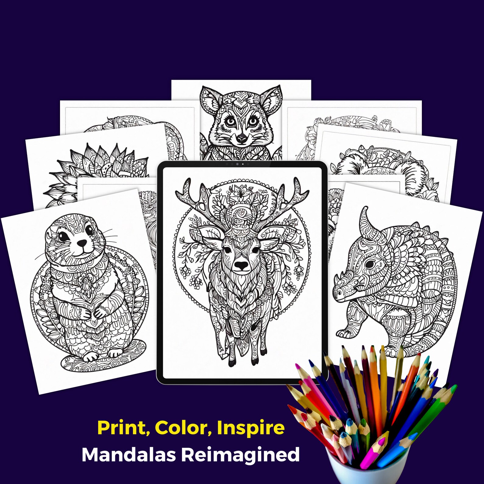 50 Wildlife Mandala Coloring Pages Relaxing Coloring Pages Printable ...