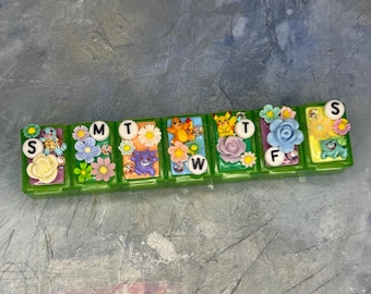 Pokemon themed Embellished 7 Day Vitamin Organizer • Small Travel Pill Case