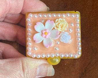 Mini Pill Box • "Beautiful Blooms"  Embellished Pill Case for Purse or Backpack • Cute Pill Case • Pill Carrier • Hypo Pot • Stash Box