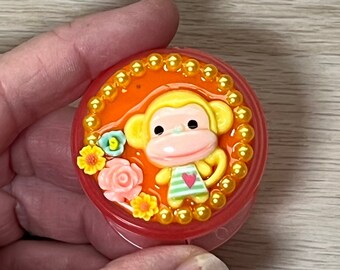 Mini Pill Box • "Monkey Business"  Embellished Pill Case for Purse or Backpack • Cute Pill Case • Pill Carrier • Hypo Pot • Stash Box