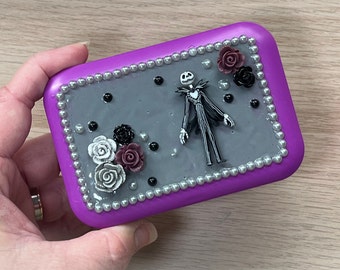 Embellished Stash Box • Skellington • Stash Box • Mini Travel Case • Stashbox for Girl • Stashbox Cute • OOAK