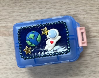 Space Case • Pocket Pharmacy Embellished Travel Pill Case • Pill Planner • Travel Pill Box • Mini Pharmacy • Pill Organizer