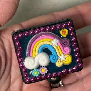 Mini Pill Box • &quot;Under the Rainbow&quot; Embellished Pill Case for Purse or Backpack • Cute Pill Case • Pill Carrier • Hypo Pot