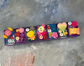 Sweet Treats 7-Day Pill Organizer – Handmade Candy Dessert Theme Medicine Case