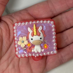Mini Pill Box • &quot;Happy Unicorn&quot;  Embellished Pill Case for Purse or Backpack • Cute Pill Case • Pill Carrier • Hypo Pot • Stash Box