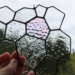 TÉLÉCHARGEMENT NUMÉRIQUE - Motif de vitrail - attrape-soleil en nid d&#39;abeille