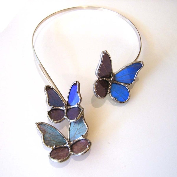 Real Blue Morpho Butterflies Necklace
