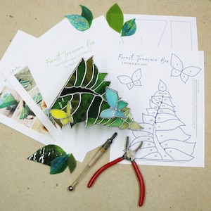 Download Pattern - Stained Glass - Forest Treasures Box - with stained glass box construction tutorial - Neile Cooper