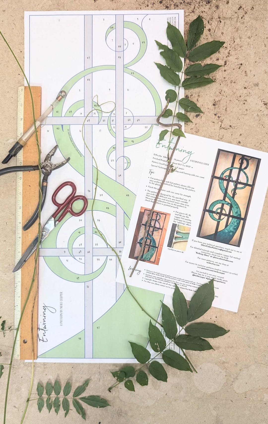 Paper Pattern for Stained Glass - Entwining by Neile Cooper [vine Panel ...