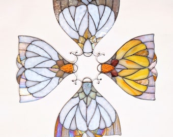 Download Pattern for Stained Glass - "Votive Moth" - 10" x 9" - by Neile Cooper - requires 17" x 11" printing
