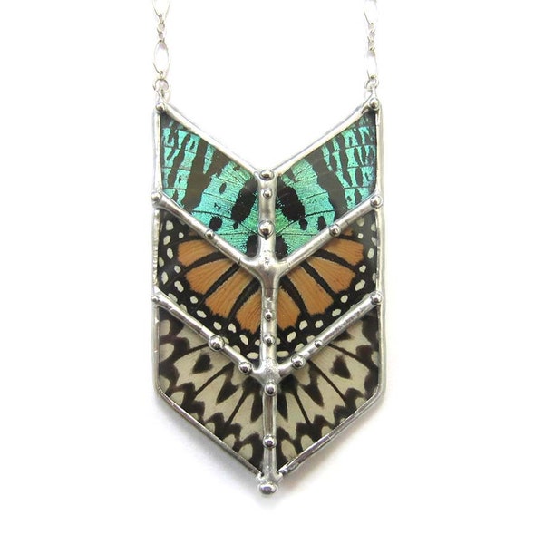 Chevron Geometric Butterfly Necklace