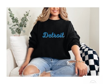 Custom Detroit Sports Crewneck, Oversized Cotton Sweatshirt