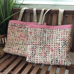 Shabby Chic Handwoven Rag Rug Tote Bag