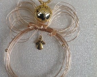Gold Wire "Made for an Angel"  Ornament Hand Formed with Pouch