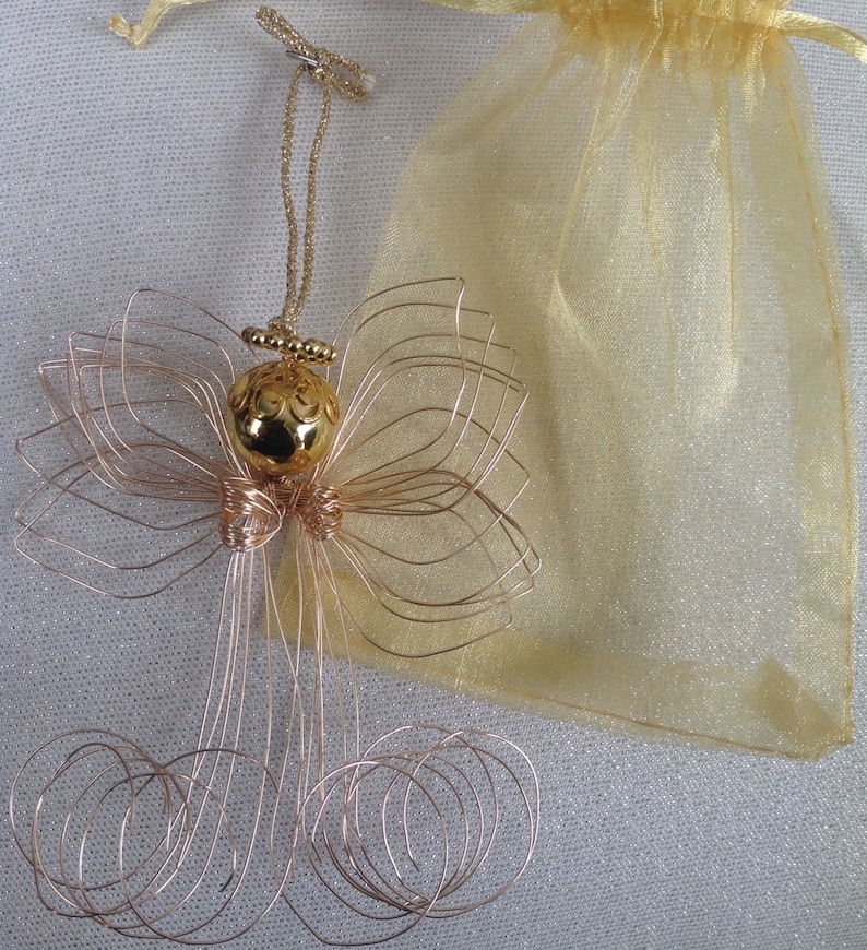 Wire Angel Ornament Hand Formed with Gift Pouch image 2