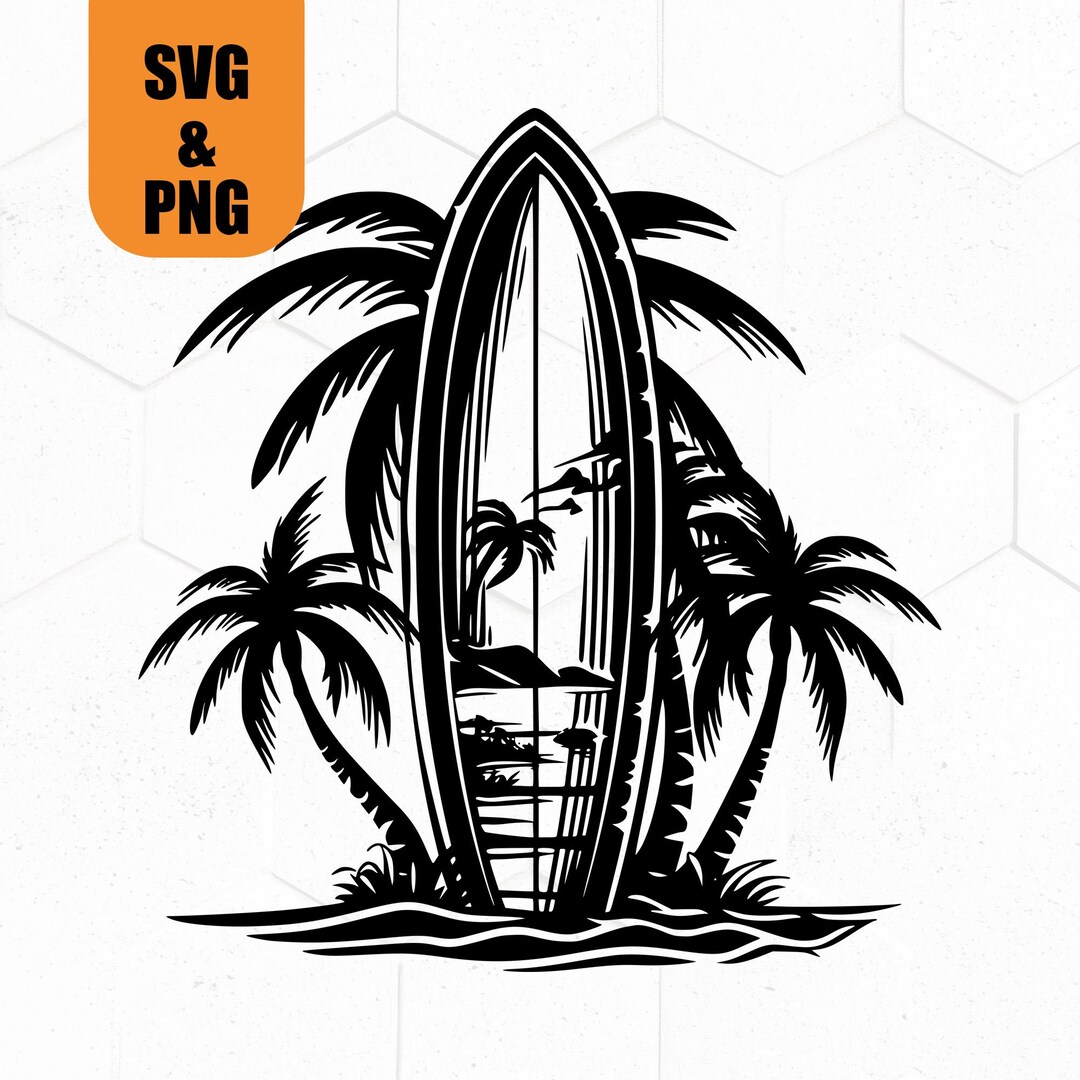 Summer Surfboard SVG PNG Files, Cricut, Silhouette, Outline, Perfect ...
