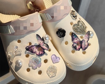 Flower Butterfly Shoe Charms Set, Handmade Butterfly Pearl Buckle Shoe Pin Decoration Accessories