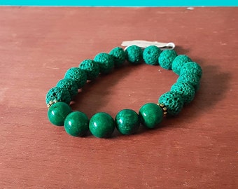 Lava Bead & Gemstone Bracelet
