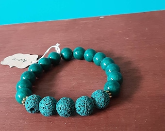 Lava Bead & Gemstone Bracelet
