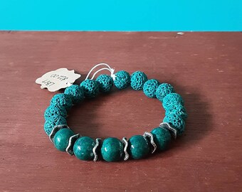 Lava Bead & Gemstone Bracelet