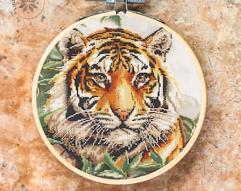 Tiger Cross Stitch Pattern Embroidery, Animal Cross Stitch Designs, Cross Stitch Chart, Nature Cross Stitch Pdf Download
