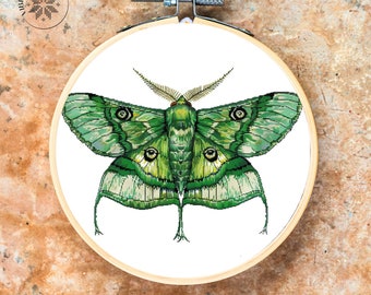 Green Moth Butterfly Cross Stitch Pattern, Modern Cross Stitch Designs, Cross Stitch Chart, Easy Pdf Download